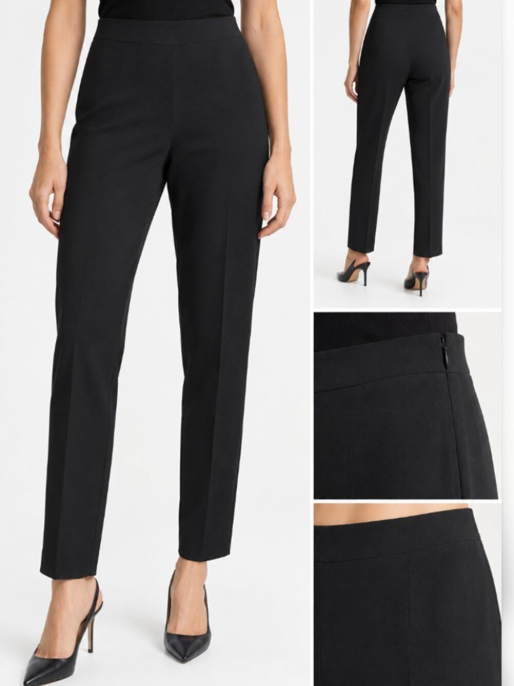 Babaton High Rise Slim Straight Tapered Trouser Crepette Black Size 12
